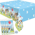 Unique Bluey Birthday Party Supplies - Rectangular Plastic Table Covers (Pack of 3) and Sticker