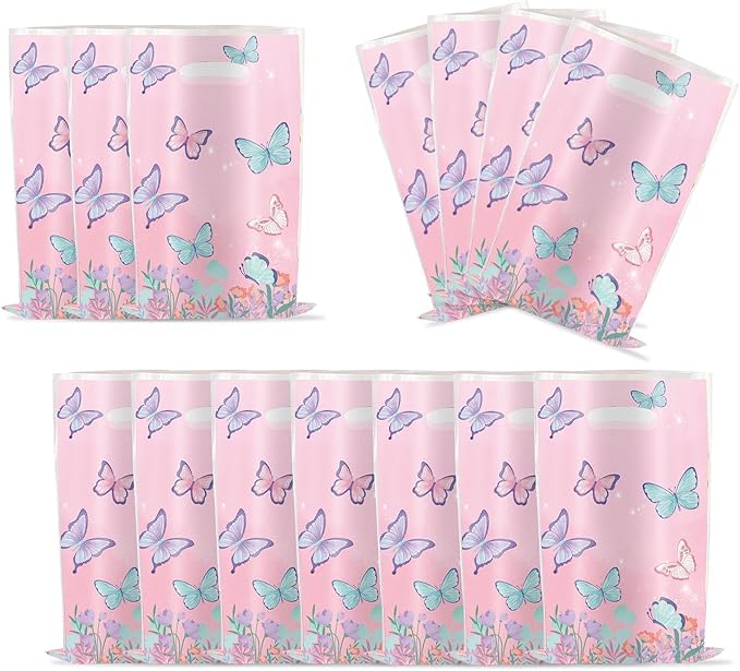 YYaaloa 30pcs Goodie Bags Party Favor Bags Plastic Candy Gift Bags Bulk for Birthday Baby shower Return Gift (Butterfly A 30pcs)