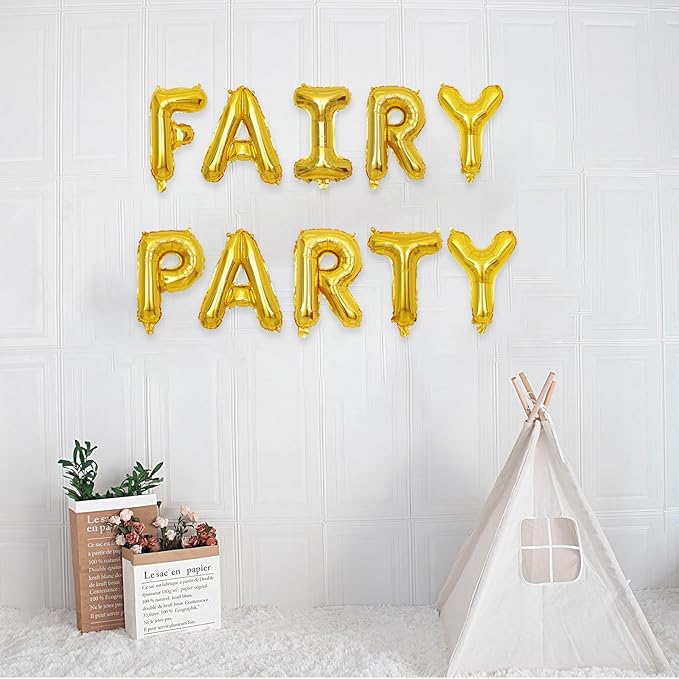 2 Set 20Pcs Gold Fairy Party Letter Balloons 16in Balloon Foil Decorations Gold Letter Balloons Fairy Party Supplies