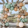 Dusty Green Tan Balloon Arch Kit Double Stuffed, Light Sage Green White Sand Brown Apricot Pastel Neutral Balloon Garland for Boho Baby Shower Birthday Wedding Woodland Wild One Gender Reveal Party