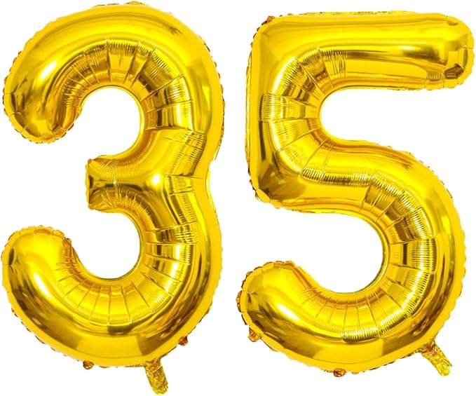 Giant Gold Number 35 Balloons, 40 Inch Jumbo Number 35, Large Foil Mylar Balloons for Girls Women 35th Birthday Party Decorations, 35 Anniversary Events Decorations