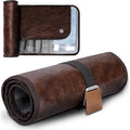 Toiletry Bag for Men, Travel Essentials Travel Toiletry Bag, Water-Resistant Compact Bathroom Roll Organizer for Hygiene, Shaving kit, Gifts for men (1.Chic Brown(PU Leather))