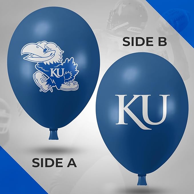 Kansas Jayhawks Balloons 10 Pack 11" Official Licensed Logos, Helium Quality Latex Balloons, Perfect for College Football Team Celebration, Decorated Front and Back by Westrick