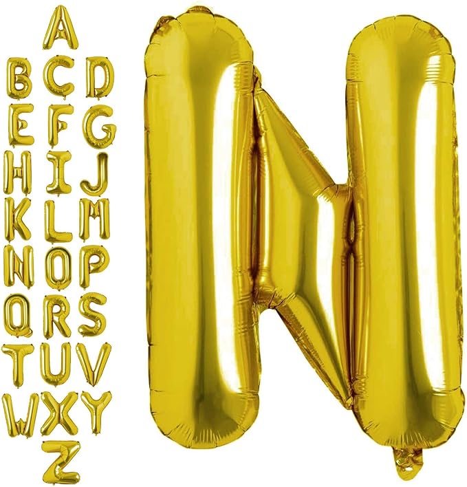40 Inch Gold Letter N Balloons, DIY Phrase Foil Alphabet Letter N Balloons DIY Word N Banner for Birthday Anniversary Celebration Graduation Party Supplies Decoration
