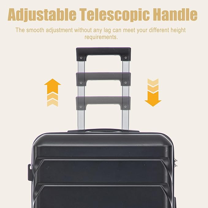 28 Inch ABS Hard Shell Large Luggage With Combination Lock and Side Hooks, Black