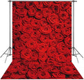RUINI Red Rose Floral Wedding Photography Backdrop Rose Wall Valentines Day Wedding Bridal Shower Party Decorations Banner 5x7FT