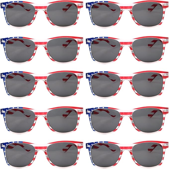 YQVIE Bulk American Flag Sunglasses for Adult Retro Independence Day Glasses UV400 Protection