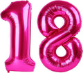 Giant Hot Pink 18 Balloon Number 40 Inch, 18 Number Balloons Birthday Supplies, 18 Year Old Birthday Party Celebration, 18 Balloons Graduations Anniversary Decorations