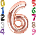 40 Inch Rose Gold Number 6 Balloon, Giant 6 Number Balloons for 6th Birthday Decorations, Party Supplies for Baby Boy Girl, Rose Gold Party Decor