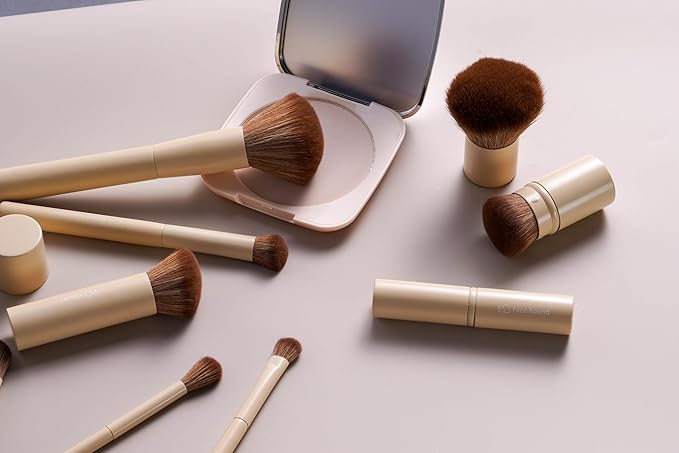 Professional Makeup Brushes BS-MALL With Travel Case - Kabuki Brush Eyeshadow Brush, Concealer Brush, Blush Brush Bronzer & Foundation 20 Pcs, Labeled Daily Use Gift Box Aluminum Ferrules (Beige)