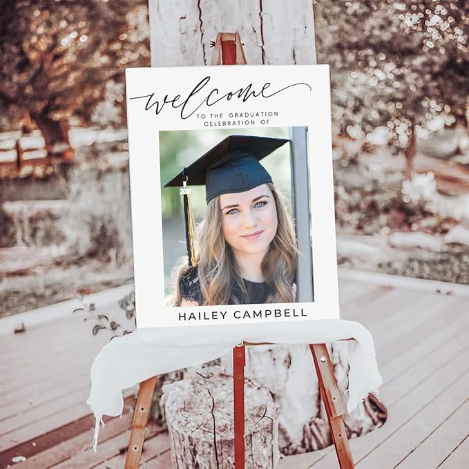 Graduation Party Welcome Sign, Photo Graduation Poster, Greenery Grad Poster, Grad Party Decorations, Senior 2025 2026, Class of 2025 Welcome Board,Custom Grad Celebration Sign, Graduates, Canvas 8