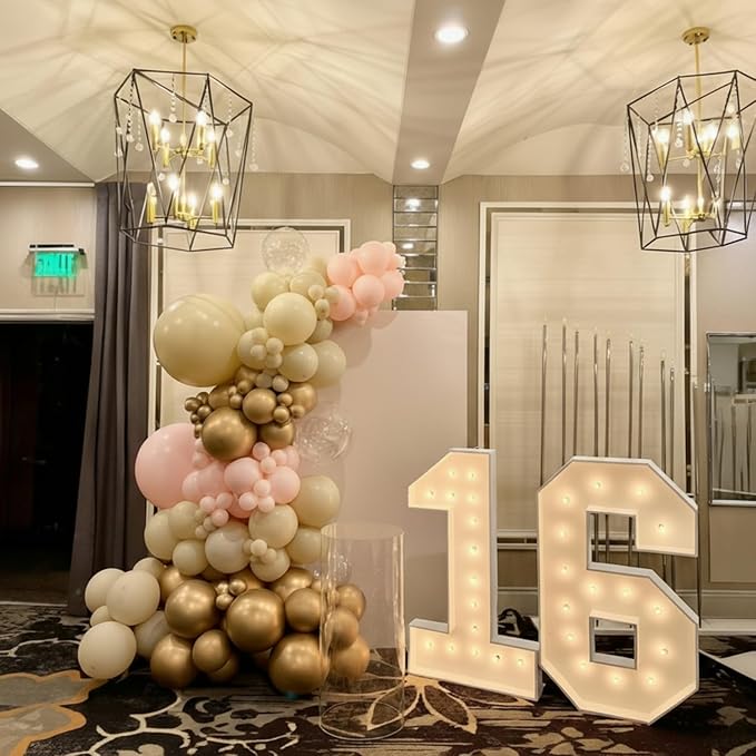 Dusty Pink Nude Gold Balloons, 60Pcs 12Inch Pink Sand White Nude Gold Biege Balloons for Boho Baby Shower Wedding Bridal Shower Engagement Birthday Party Decorations