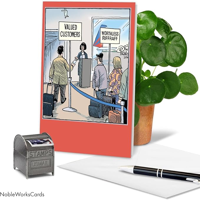 NobleWorks - 1 Funny Birthday Card - Colorful Cartoon Comedic Jokes, Bday Notecard - Valued Customers C2585BDG