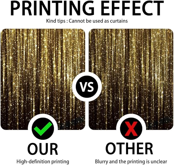 6x6 FT Black Gold Bokeh Glitter Photo Backdrop Golden Streamer Flash Kids Birthday New Year Wedding Anniversary Prom Party Banner Decoration Shiny Photography Background Polyester
