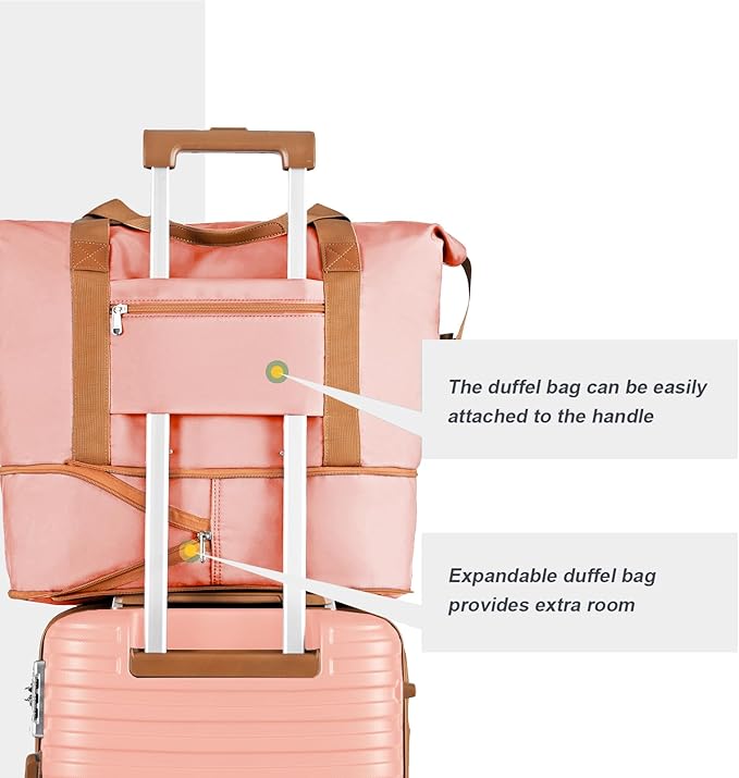 Joyway Carry on 20Inch &24 Inch Checked Luggage Set, 2-Piece Expandable Suitecase Set with Spinner Wheel, Hard Shell Suitcase with TSA Lock(Pink)