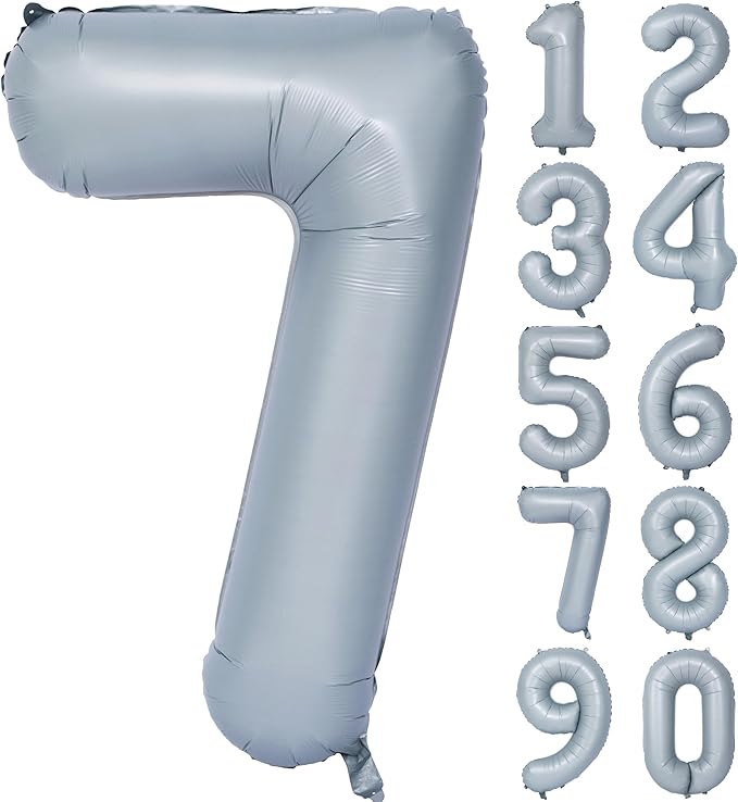 40 In Matte gray Number Balloons Helium Foil Mylar Balloon Birthday Party banquet Decoration 7