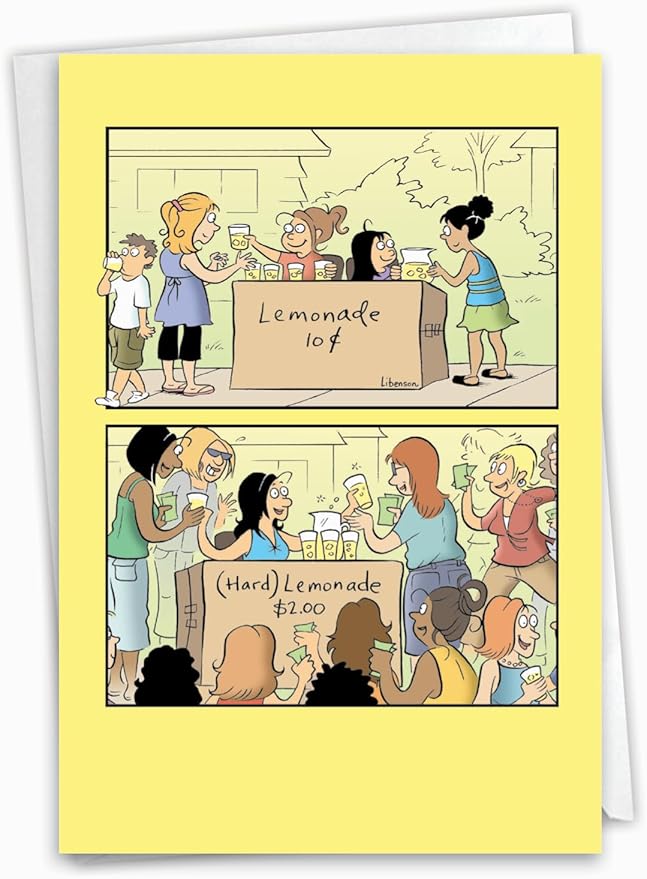 NobleWorks - Funny Birthday Greeting Card with 5 x 7 Inch Envelope (1 Card) Bday Adult Lemonade C7927BDG