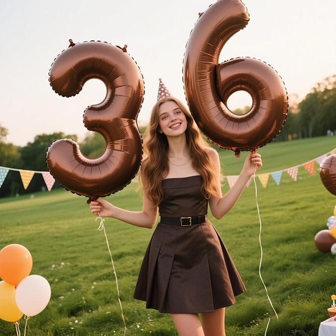 40 Inch Dark Brown Balloon Number 6 Balloon,6 Foil Mylar Helium Large Digital Balloon Birthday Numbers Jumbo Balloons 16th or 61st Anniversary Party Decorations Supplies
