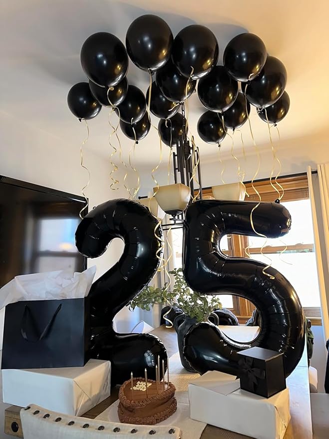 40 Inch Numbers 2 Balloon, Black Balloons for Birthday Party Decoration, Foil Number 2 Ballon for 2, 12, 20, 22, 2026 Celebration, Graduation, Birthday, Baby Shower, Anniversary Decor