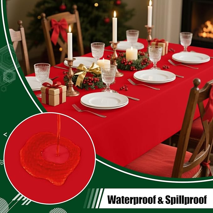 Smiry Disposable Table Cloth - 12 Pack, 54 x 108 Inch Waterproof Rectangle Tablecloths for Parties, Decorative Plastic Table Cover, Leakproof & Sturdy, Red