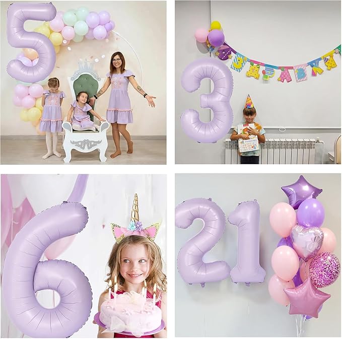 40 Inch Purple Number Balloons Light Purple 8 Balloon Matte purple Birthday Balloons 0-9 Birthday Wedding Party digital Decorations (Number 8)