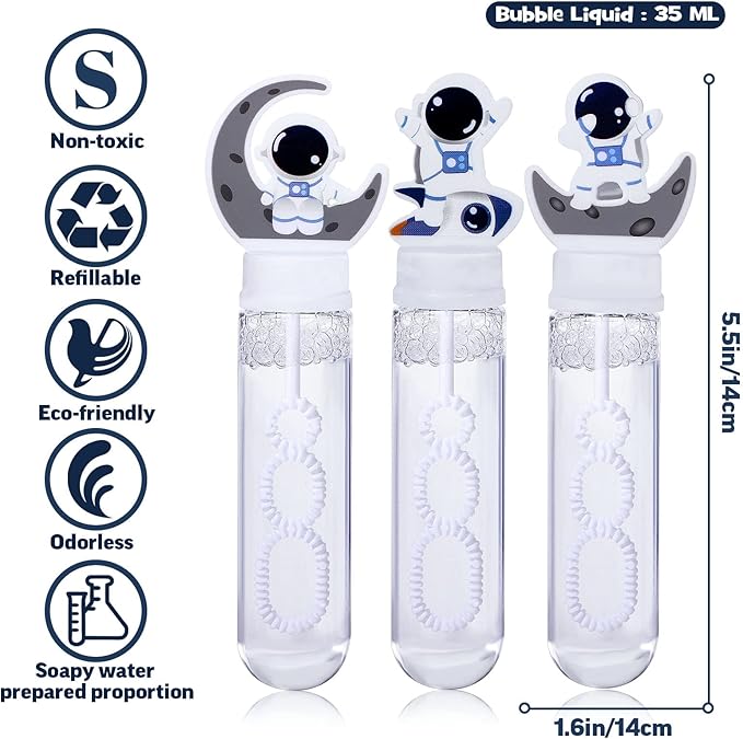 Winrayk 24 Large Astronaut Bubble Wands with Gift Box, Space Party Favors Kids Bubbles Bulk, Pinata Filler Goodie Bag Stuffer Carnival Prize Birthday Gift Summer Galaxy Outer Space Themed Party Favors
