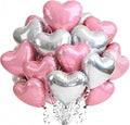 TONIFUL 30Pcs 18 Inch Silver Pink Balloons Heart Shape Foil Mylar Banners Decoration for Birthday Valentine's Day Wedding Bridal Shower Anniversary Engagement Party Supplies