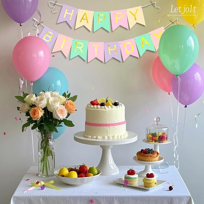 Letjolt Macarone Happy Birthday Banner Party Signs Colorful Funny Supplies Garland for Girls Birthday Party Indoor Decorations Nursery Hanging Decorations 13 Pcs