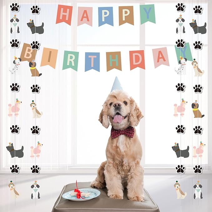 Dog Themed Banner Happy Birthday Banner Backdrop Colorful Decoration Puppy Birthday Party Supplies for Kids Baby Dog Birthday Baby Shower Party Supplies