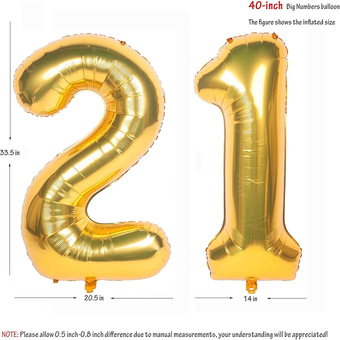40 Inch gold Number Balloons Helium Foil Mylar Balloon Birthday Party banquet Decoration 21