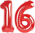 40 Inch Red Number 16 Digital Balloon,Jumbo Mylar Foil Helium Balloon for 16 Balloons for Birthday Party,Wedding Anniversary Party Decorations