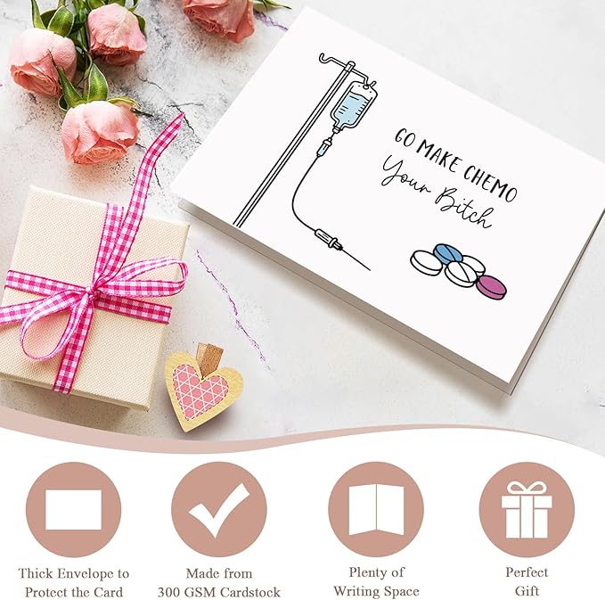 Funny Chemo Get Well Soon Card, Cancer Support Card for End of Chemotherapy, Get Well Soon Cards Gift for Recovery