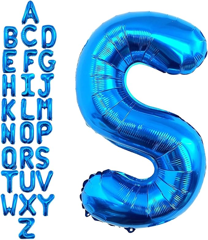 40 Inch Blue Letter S Balloons, DIY Phrase Foil Alphabet Letter S Balloons DIY Word S Banner for Birthday Anniversary Celebration Graduation Party Supplies Decoration