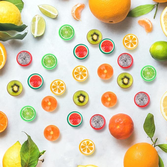 Hxezoc 24 Pcs Fruit Bouncy Balls for Kids, 32mm 6 Colors Rubber Bounce Balls Bulk for Party Favors, Goodie Bag Fillers, Easter Gift Bag Stuffers, Basket Stuffers, Classroom Prizes
