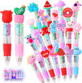 24PCS Valentines Fun Pens 0.7mm Cute Animal Multicolor Ballpoint Pens Retractable 4 Colors in One Valentines Stationery Party Favors School Supplies Students Rewards