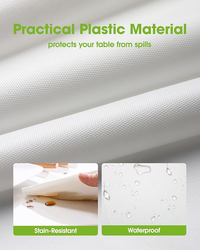 Pureegg Plastic Table Cloth Disposable 6 Pack, 54 x 108 Inch Table Cloths, Party, Picnic, Wedding, Decorative Tablecloths, Rectangle, White Plastic Cover, Waterproof, White