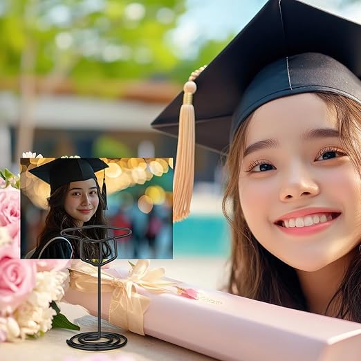 Rtteri 30 Pcs Grad Cap Graduation Picture Display 2 Inch Black Photo Holders for Centerpieces Graduation Table Number Holders Card Stands for Class of 2026 Grad Party Supplies
