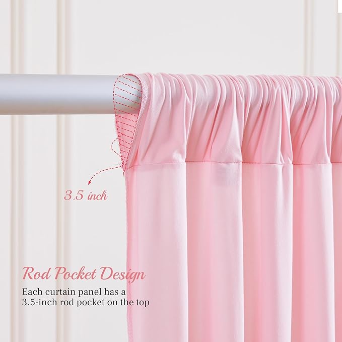 8x10FT Baby Pink Backdrop Curtains for Wedding Parties, Wrinkle Free Polyester Photography Backdrop Drapes for Wedding Baby Shower Birthday Parties Stage Background Stand Decorations 4x10ft,2 Panels