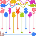 24 Pack Easter Sticky Hand Toys, 9 Styles Easter Egg Chick Bunny Carrot Flower Basket Sticky Stretchy Toys for Kids Boys Girls Easter Basket Stuffers Party Favors Gifts