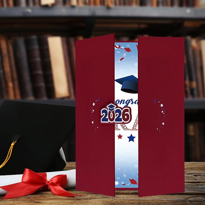 Vlipoeasn 2026 Graduation Guest Book Alternative, Red Blue & White Class of 2026 Graduation Party Decorations, Unique Graduation Gifts for Friends, Grad Signature Book for 2026 College High School