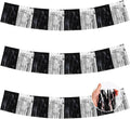 BEISHIDA 3 Packs Metallic Foil Fringe Garland Black Silver Wall Hanging Tinsel Fringe Banners for Car Floats Bridal Shower Wedding Birthday Easter Graduation Holiday Party Decoration(30 Feet)
