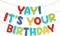 Fulmoon Pre Strung Yay It's Your Birthday Banner Glitter Happy Teen Boys Teen Girls Adult Banner Glitter Funny Birthday Party Decorations(Colorful)