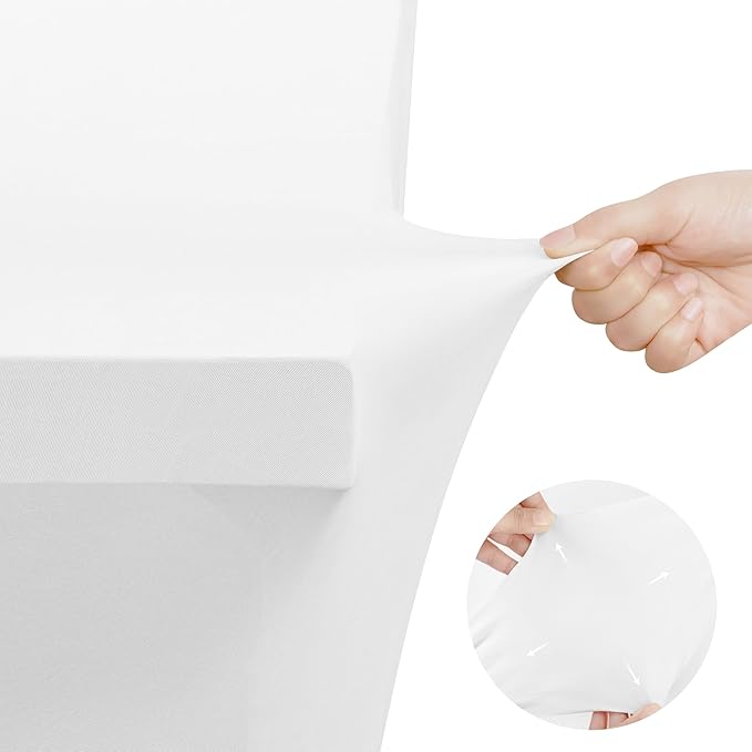 Utopia Kitchen Spandex Tablecloth 2 Pack [4FT, White] Tight, Fitted, Washable and Wrinkle Resistant Stretch Table Cloth Rectangle Cover for Trade Show, Weddings & Parties [48Lx30Wx30H Inch]