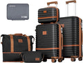Joyway Carry on 20Inch &24 Inch Checked Luggage Set, 2-Piece Expandable Suitecase Set with Spinner Wheel, Hard Shell Suitcase with TSA Lock(Black)