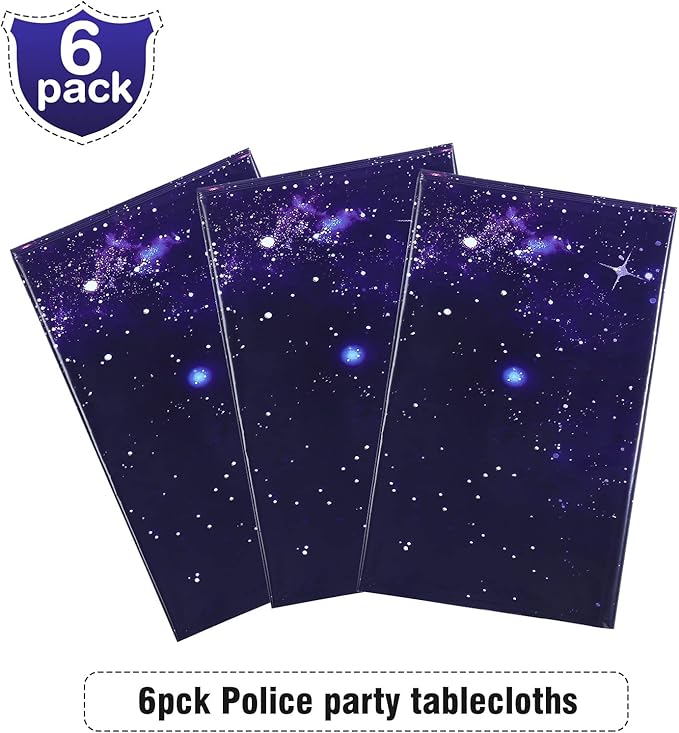 Tatuo 6 Pack Galaxy Plastic Table Cover Space Tablecloth Space Star Purple Nebula Rectangle Tablecloth Disposable Starry Night Sky Tablecover for Birthday Home Party Decorations, 54 x 108 Inch