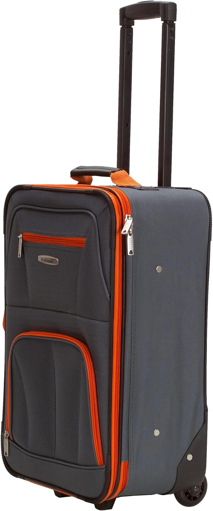 Rockland Fashion Softside 4 Piece Luggage Set, Expandable, (14" Tote/19"/24"/28"), Charcoal