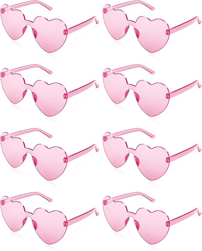 8 Pairs Heart Sunglasses for Women Heart Shaped Sunglasses Bulk Pink Heart Glasses for Party Favor (8, Pink)