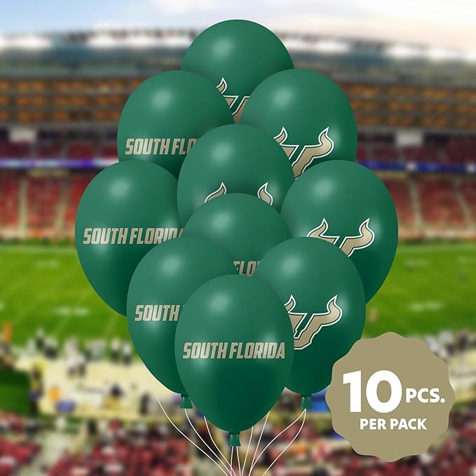 South Florida Bulls Balloons 10 Pack 11" Official Licensed Logos, Helium Quality Latex Balloons, Perfect for College Football Team Celebration, Decorated Front and Back by Westrick