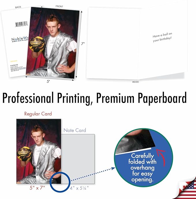 NobleWorks - 1 Happy Birthday Card with Envelope - Funny Photos, Birthday Humor Notecard - Fierce Ball C7337BDG