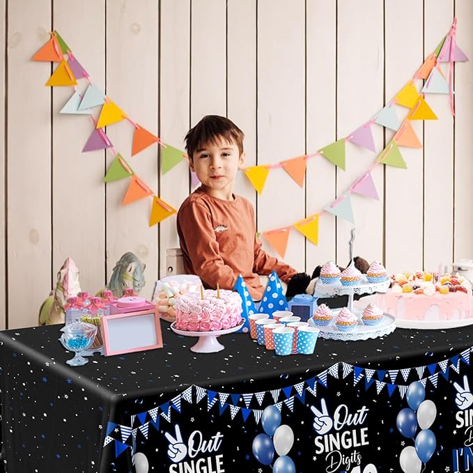 10th Birthday Decorations for Boys,3pcs Double Digits Birthday Boy Tablecloths 10 Year Old Birth-Day Decorations Plastic Table Cover for Boys Birth-Day Party